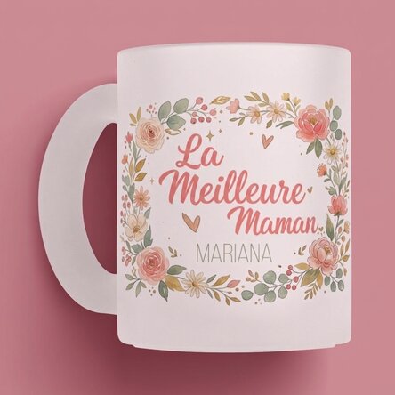 Gobelet en verre mat personnalisé avec inscription - « La meilleure maman »