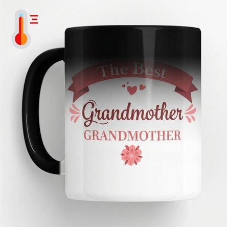 Tasse thermosensible personnalisée avec inscription - « La meilleure grand-mère »