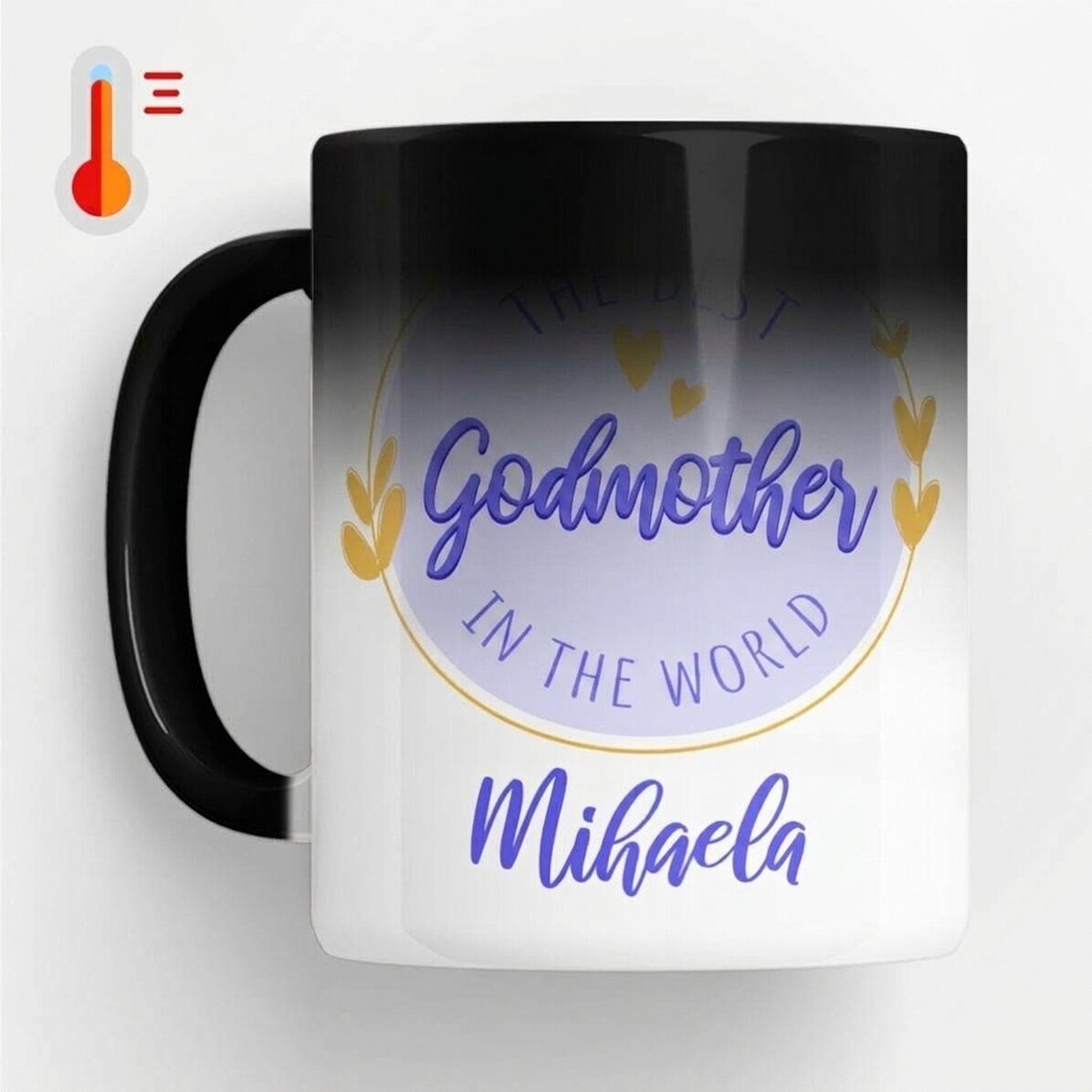 Tasse thermosensible personnalisée avec inscription - La meilleure marraine