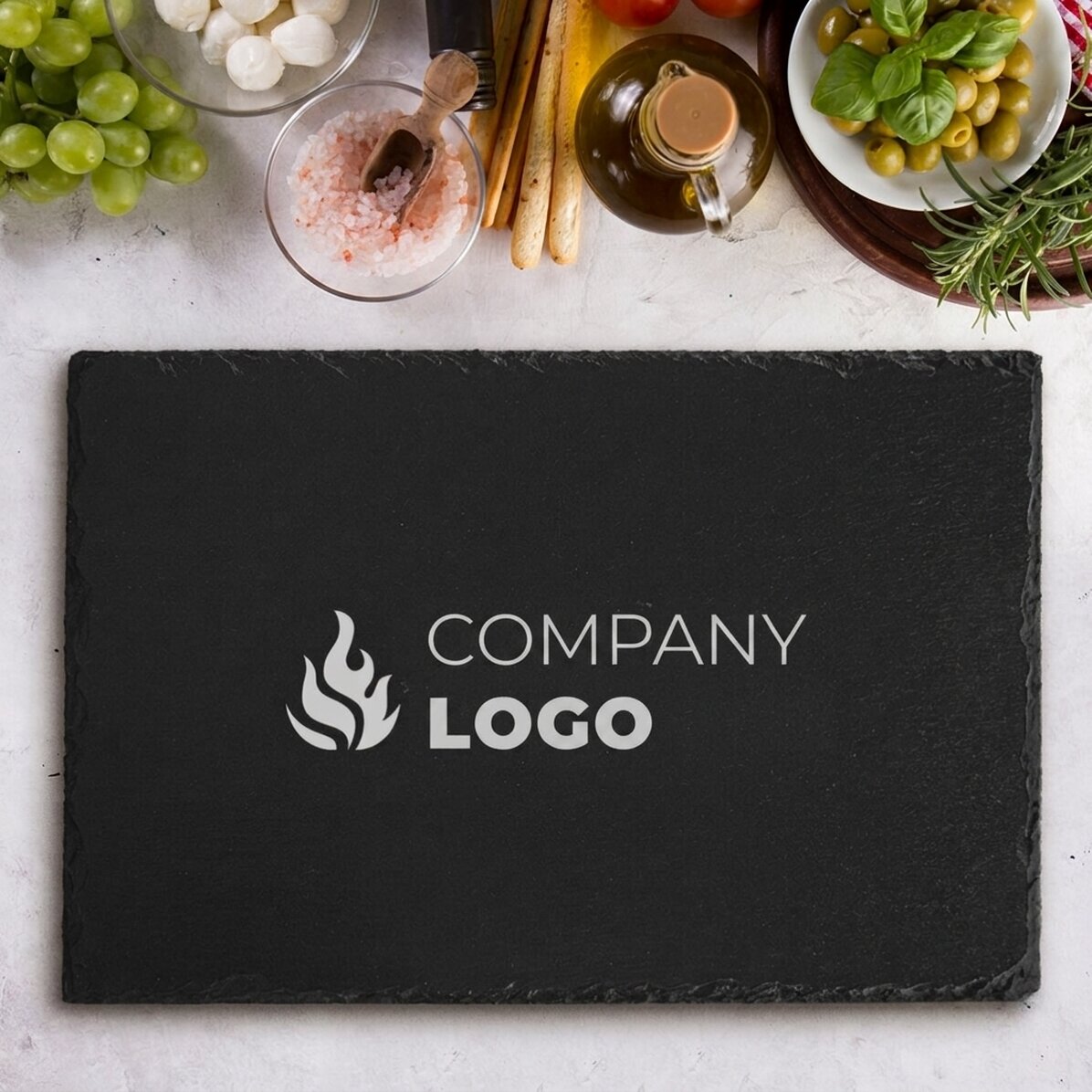 Plaque en ardoise gravée - Personnalisée avec un logo au centre