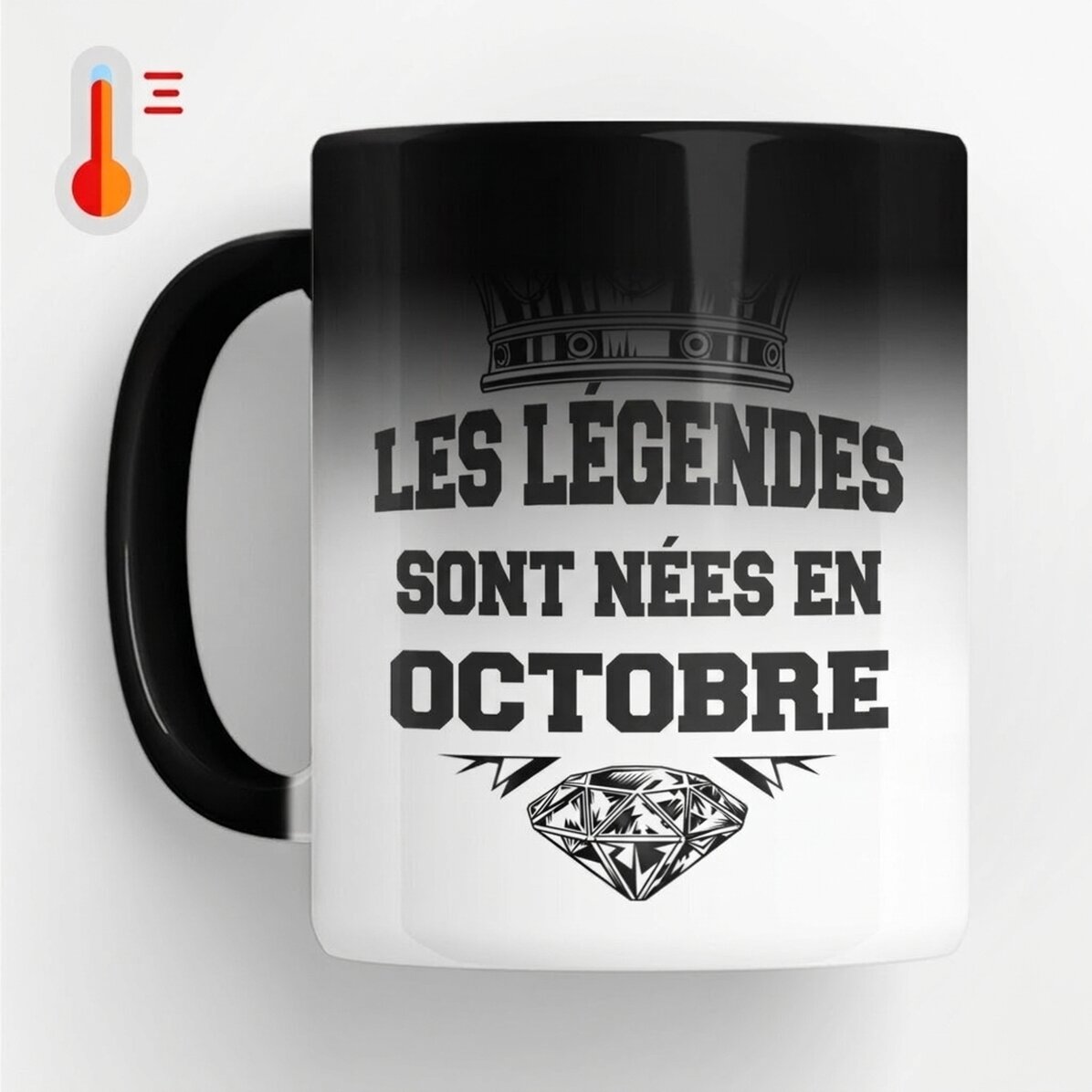 Tasse thermosensible personnalisée avec un texte - Les légendes naissent à...