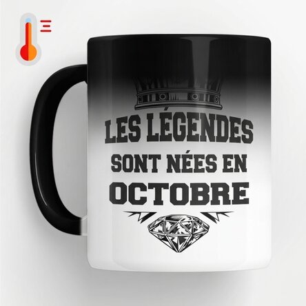 Tasse thermosensible personnalisée avec un texte - Les légendes naissent à...