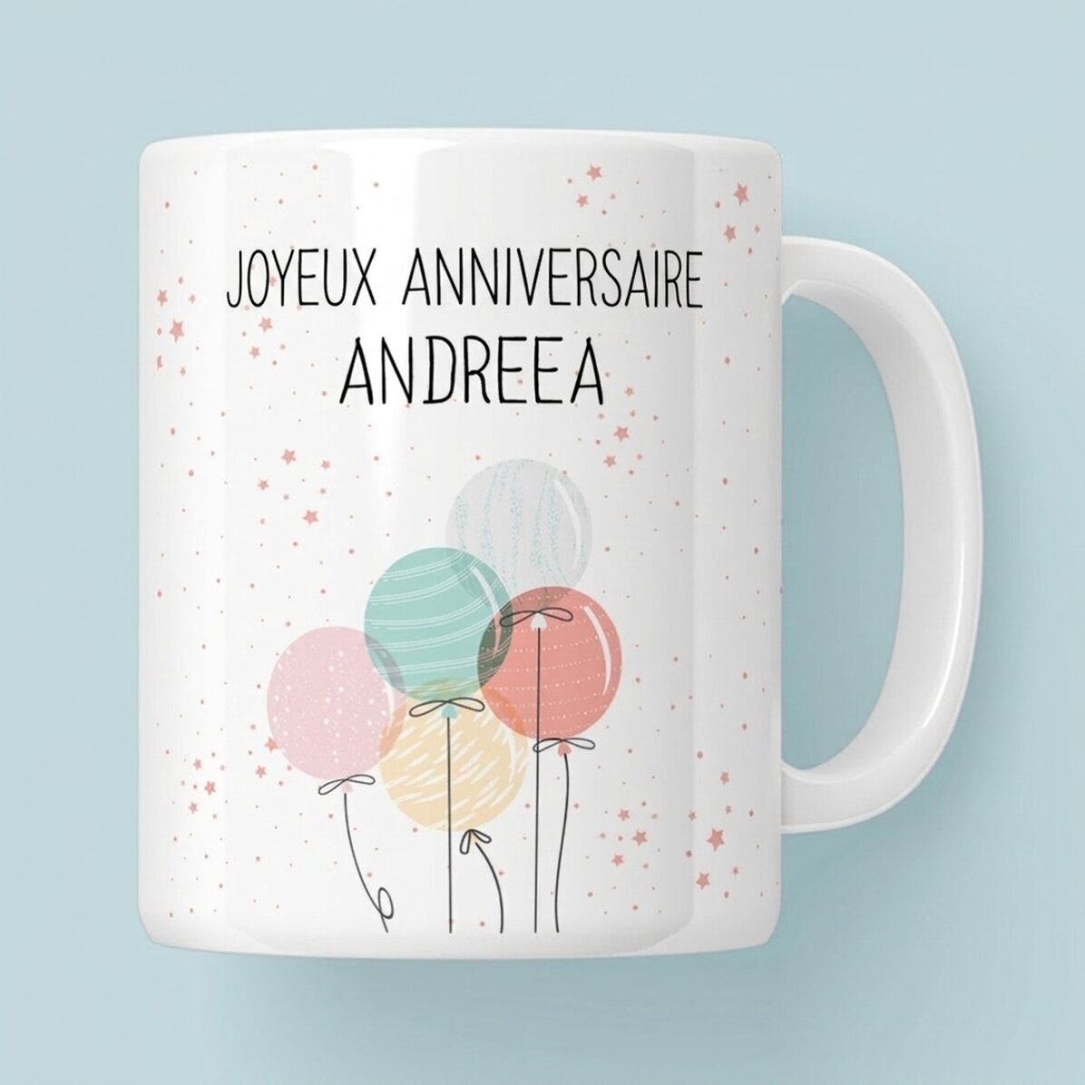 Tasse personnalisée avec texte - Ballons colorés