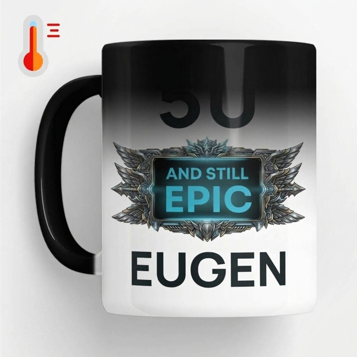 Tasse thermosensible personnalisée avec un message d