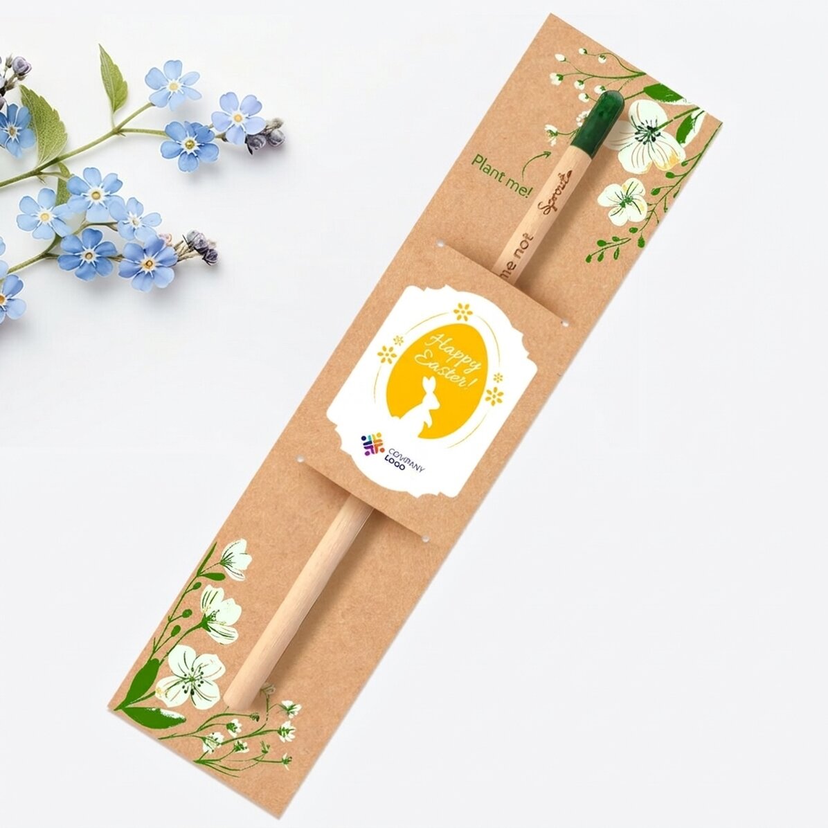 Crayon plantable personnalisé avec logo et message - Joyeuses Pâques