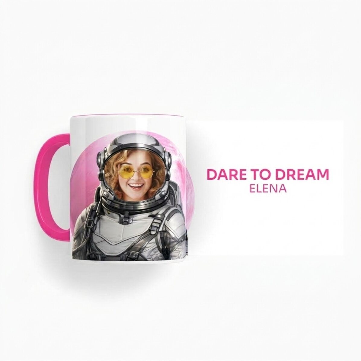 Tasse personnalisée avec photo et texte - Dare to Dream - Choisis ta planète