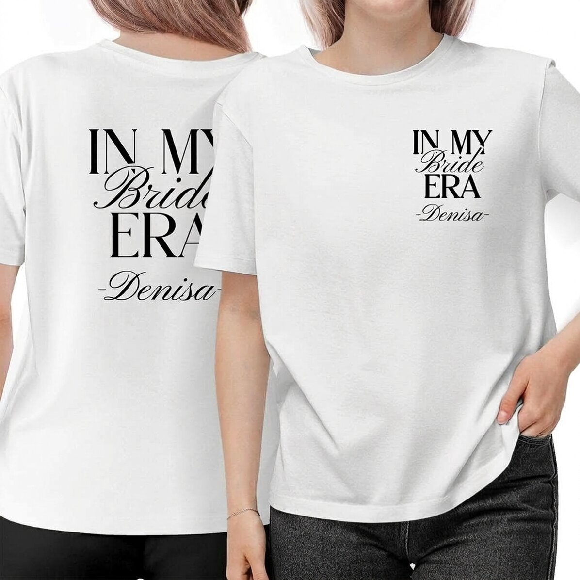 T-shirt en coton personnalisé recto-verso avec prénom - Bride Era