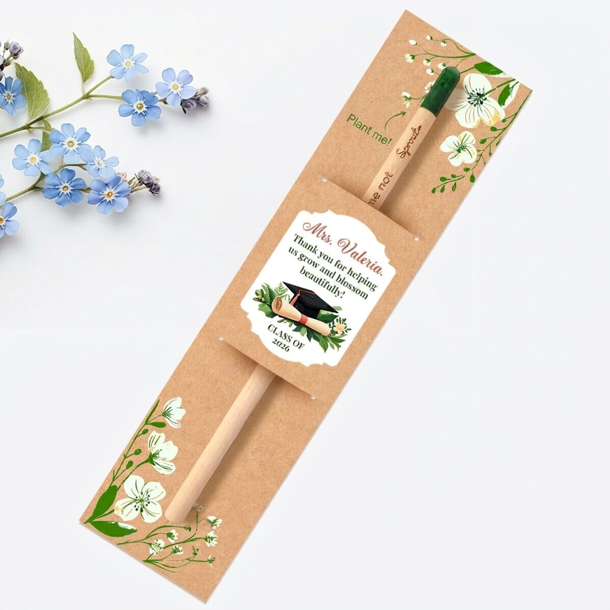 Crayon plantable personnalisé avec un message de remise des diplômes - Merci