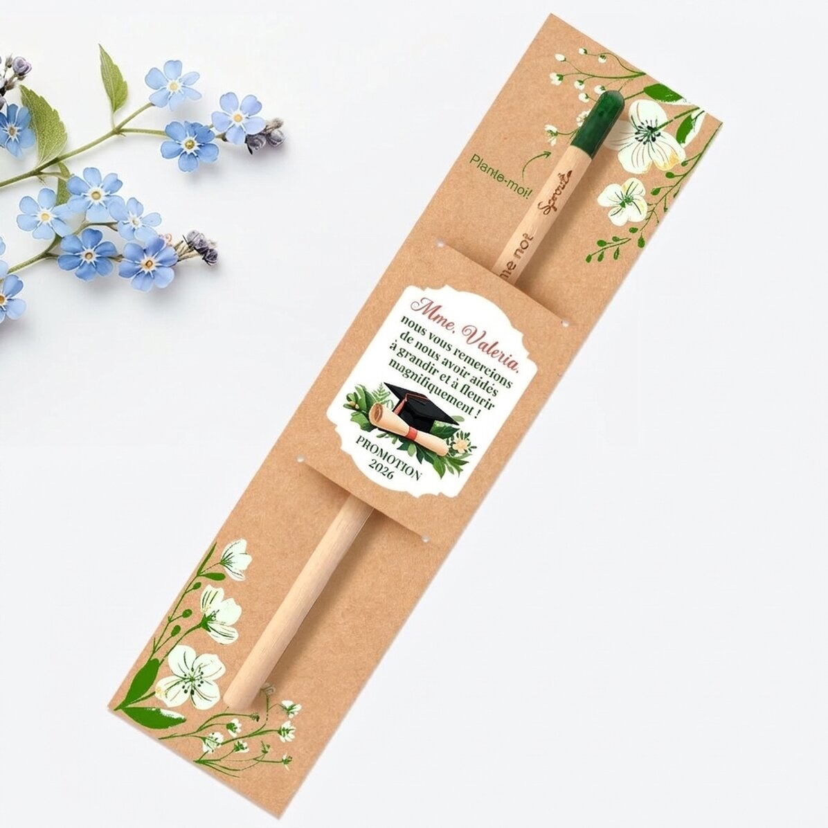 Crayon plantable personnalisé avec un message de remise des diplômes - Merci