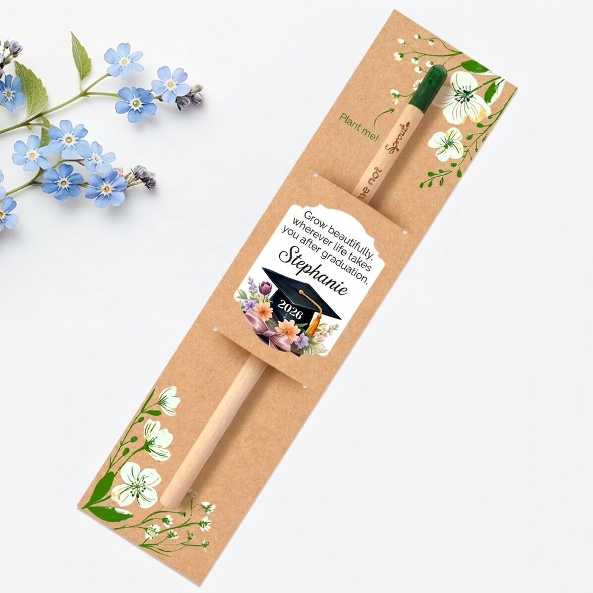 Crayon à planter personnalisé avec un message de remise des diplômes