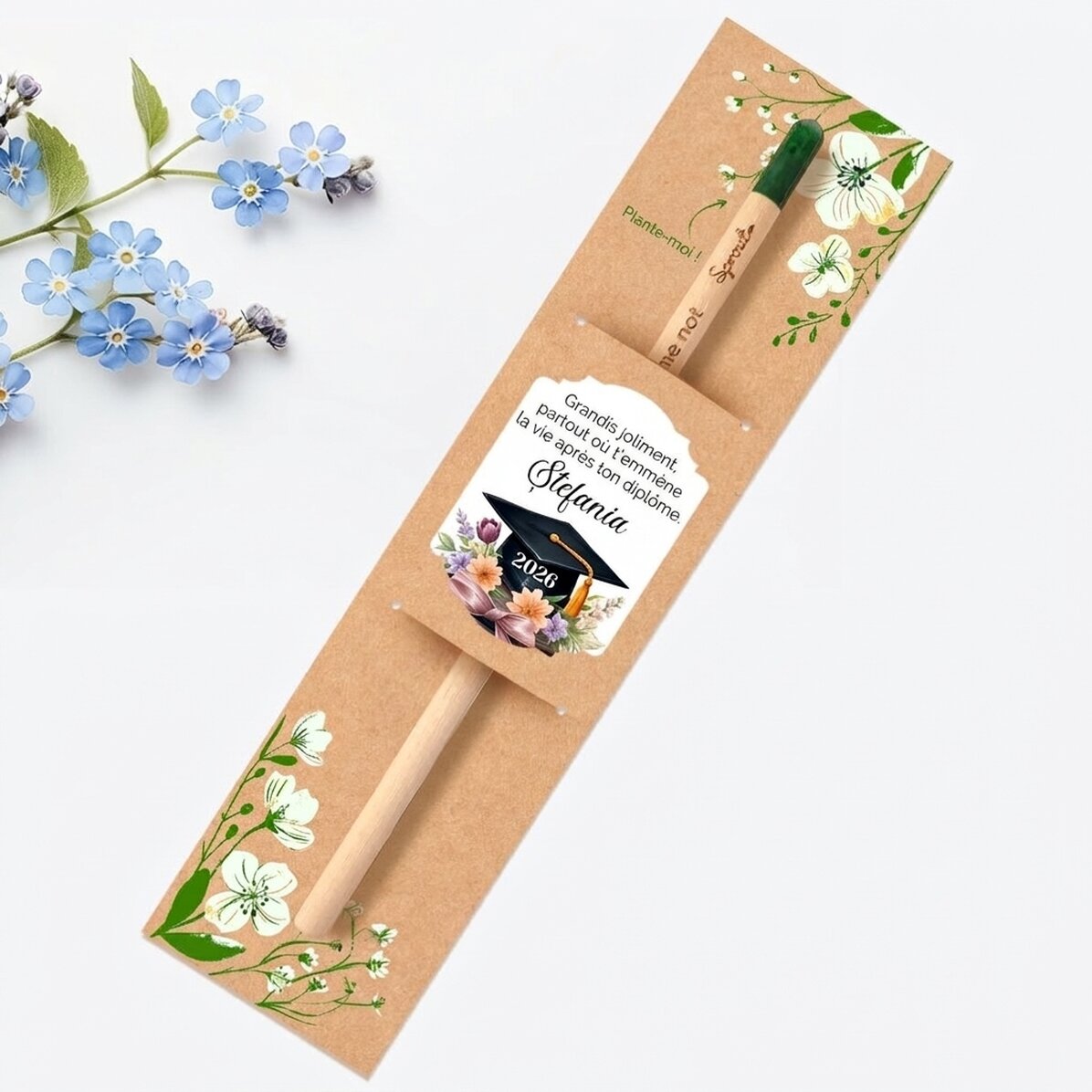 Crayon à planter personnalisé avec un message de remise des diplômes