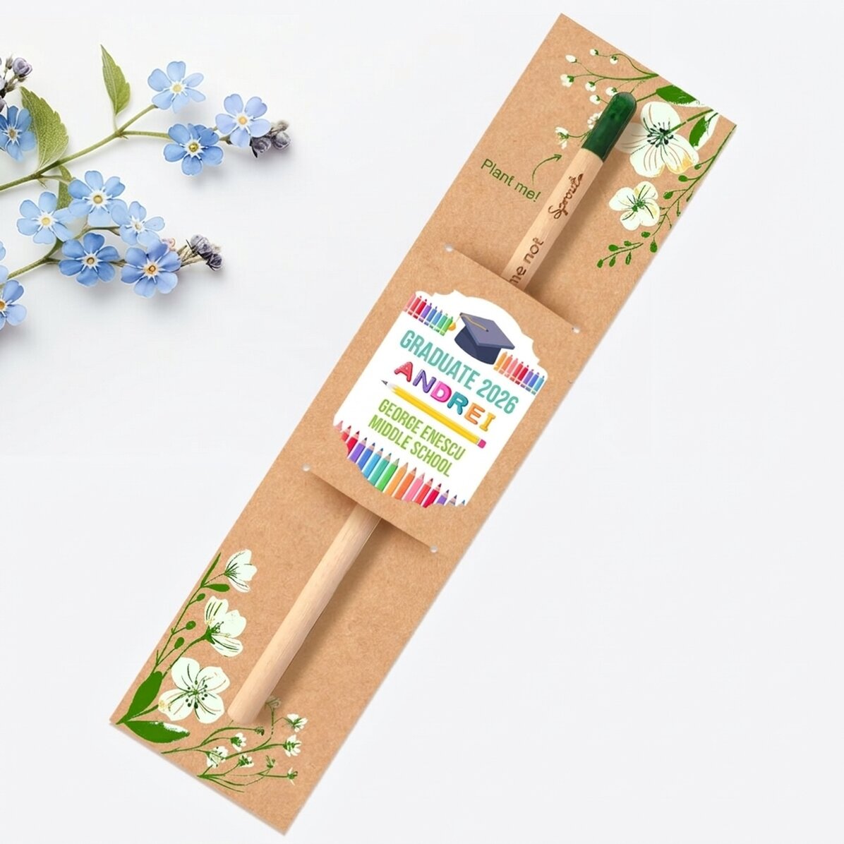 Crayon à planter personnalisé avec un message pour les enfants - Remise des diplômes