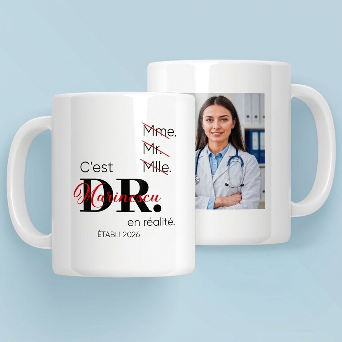Tasse personnalisée avec photo et texte - Actually