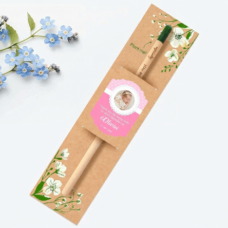 Crayon à planter personnalisé avec photo et message - Cadeau de baptême