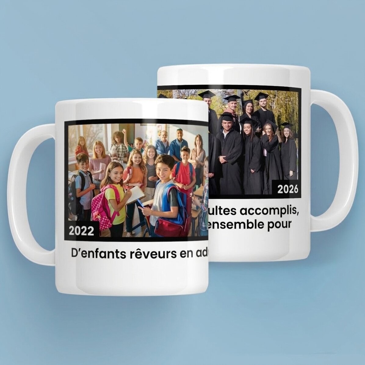 Tasse personnalisée avec 2 photos et un texte - Souvenirs