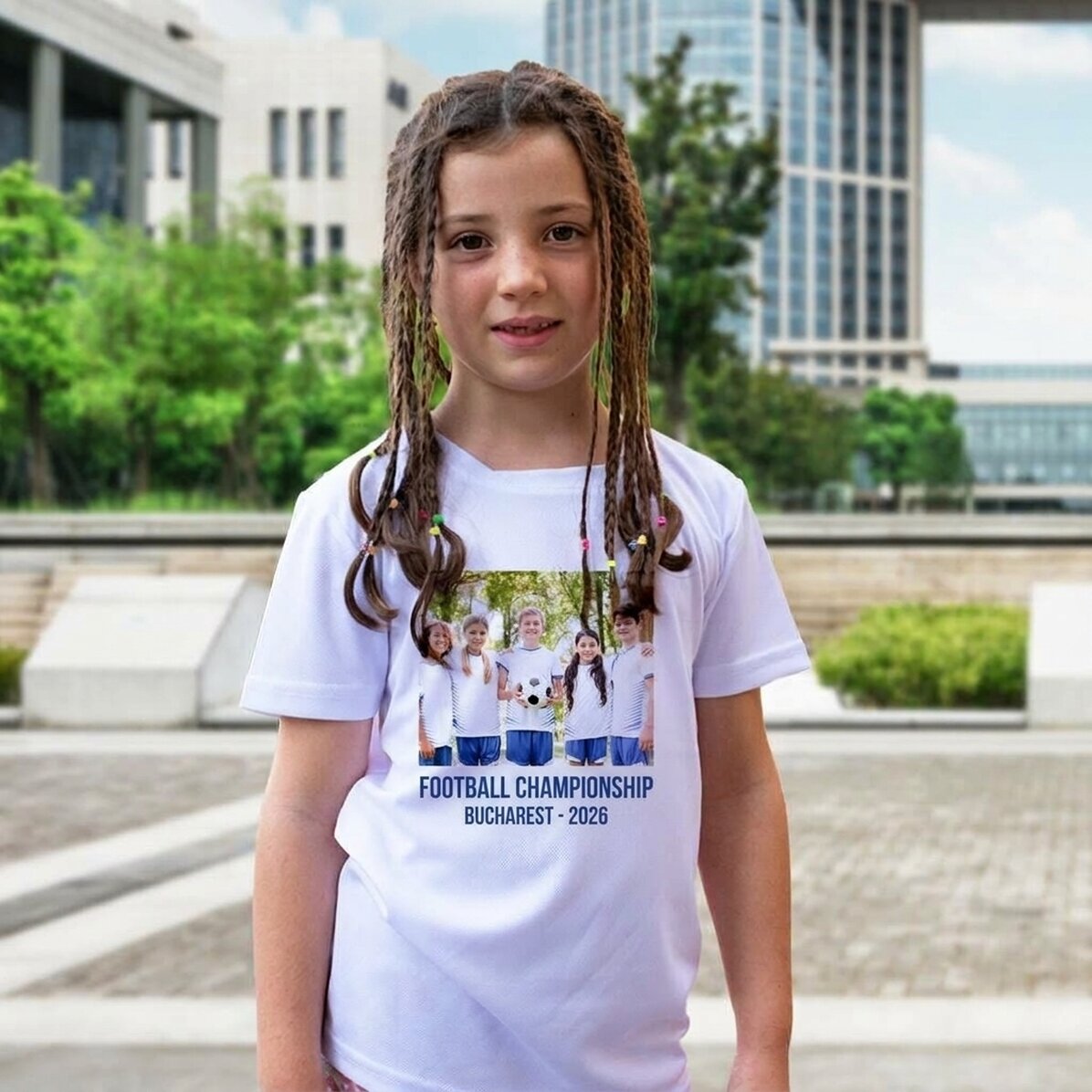 T-shirt de sport pour enfants personnalisé avec une photo et un texte