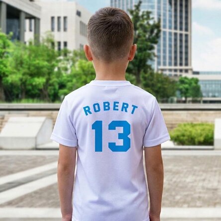 T-shirt de sport pour enfants, personnalisé au dos avec un nom et un numéro - Passionné de football