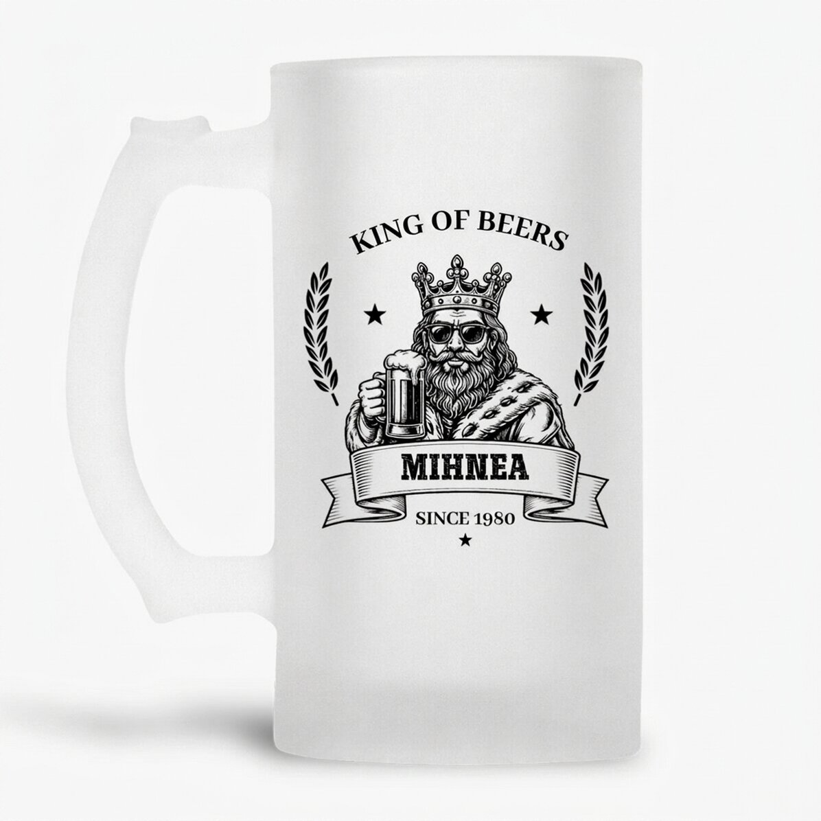 Chope à bière personnalisée avec inscription - Le roi de la bière