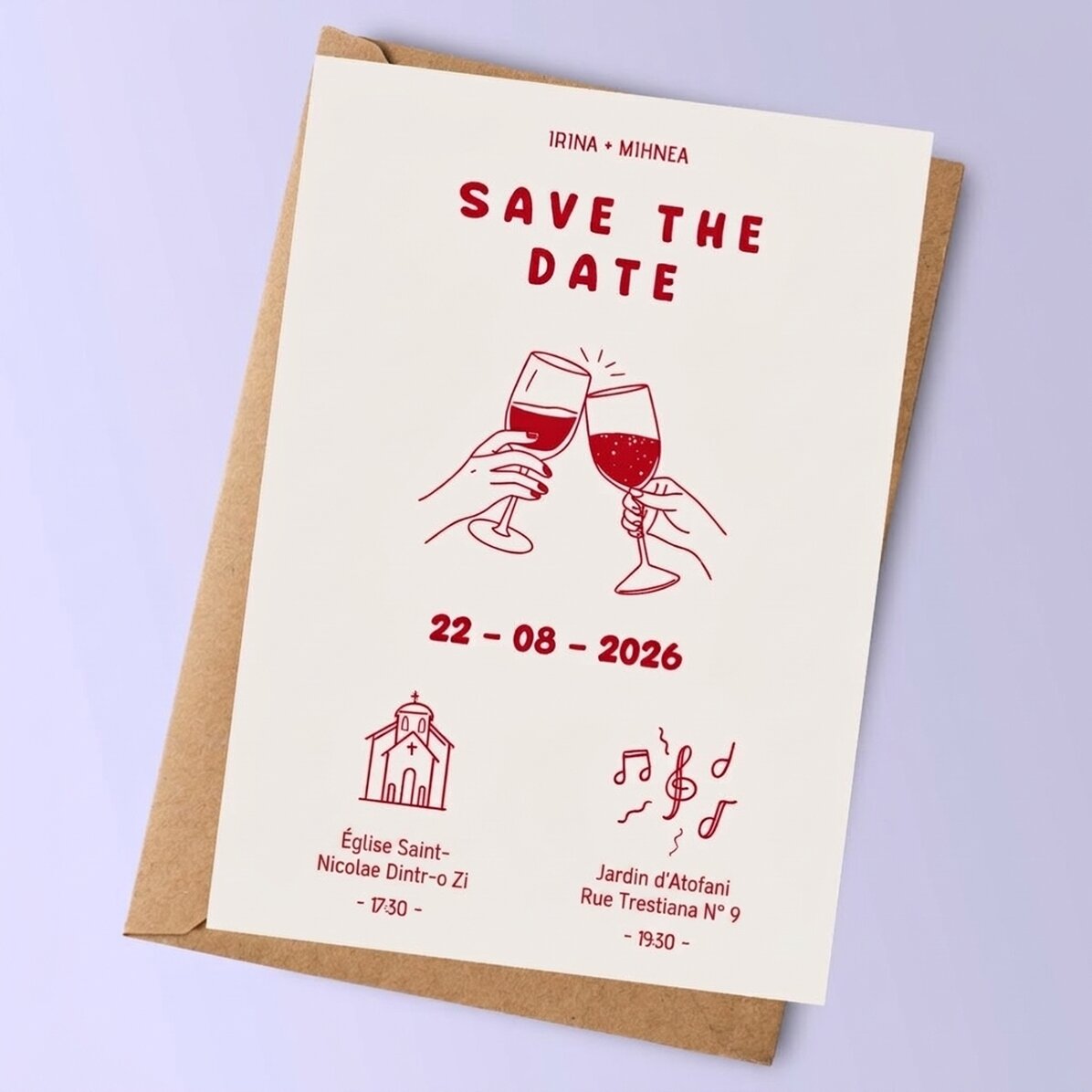 Carte personnalisée avec texte - Invitation de mariage