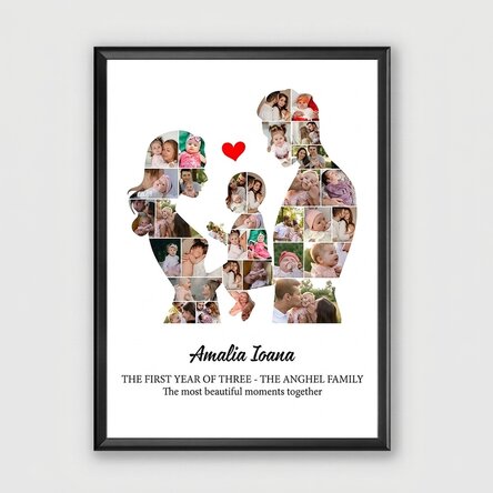 Tableau personnalisé avec un texte et 33 photos - Famille