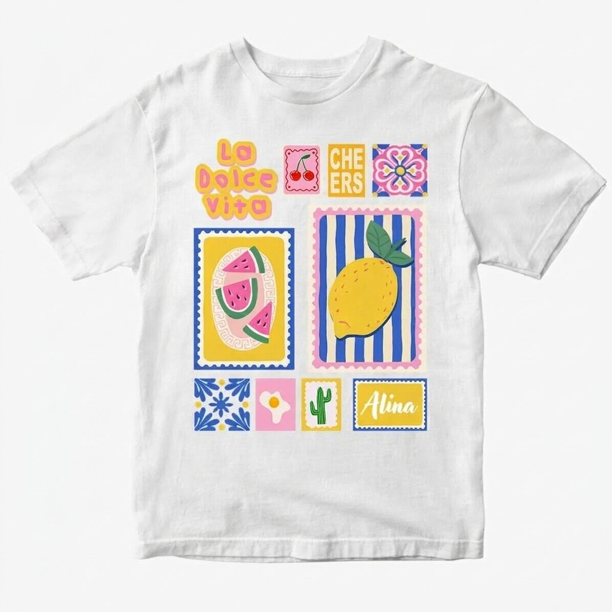 T-shirt en coton personnalisé avec un prénom - Summer