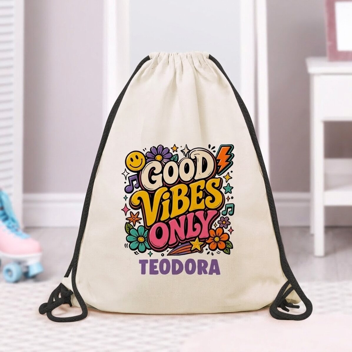 Sac à dos personnalisé avec message - Good vibes only