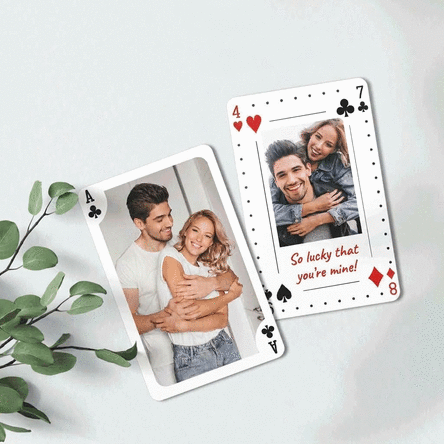 Carte en aluminium personnalisée recto-verso avec photos et message - Carte à jouer