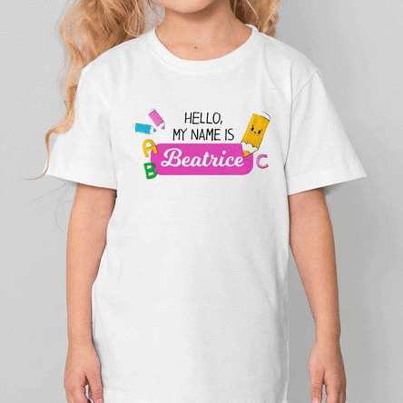 T-shirt en coton pour enfants personnalisé avec un prénom - My name is