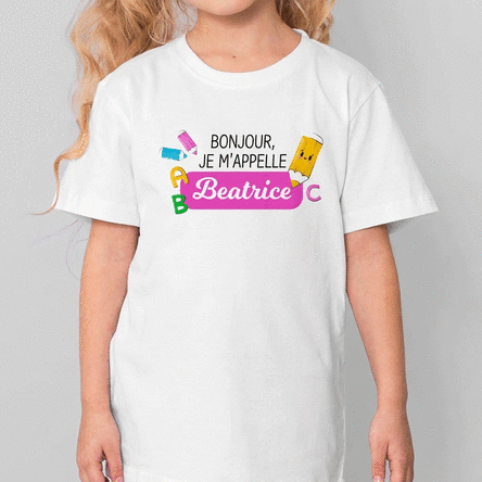 T-shirt en coton pour enfants personnalisé avec un prénom - My name is