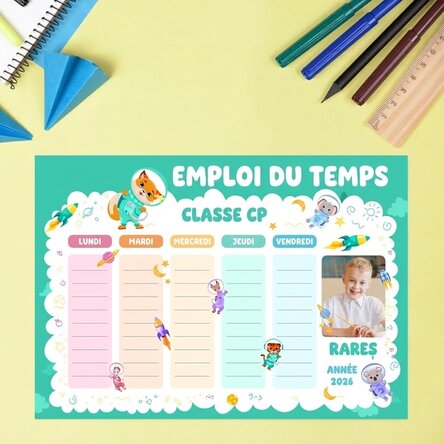 Emploi du temps personnalisé avec texte et photo - Les petits écoliers
