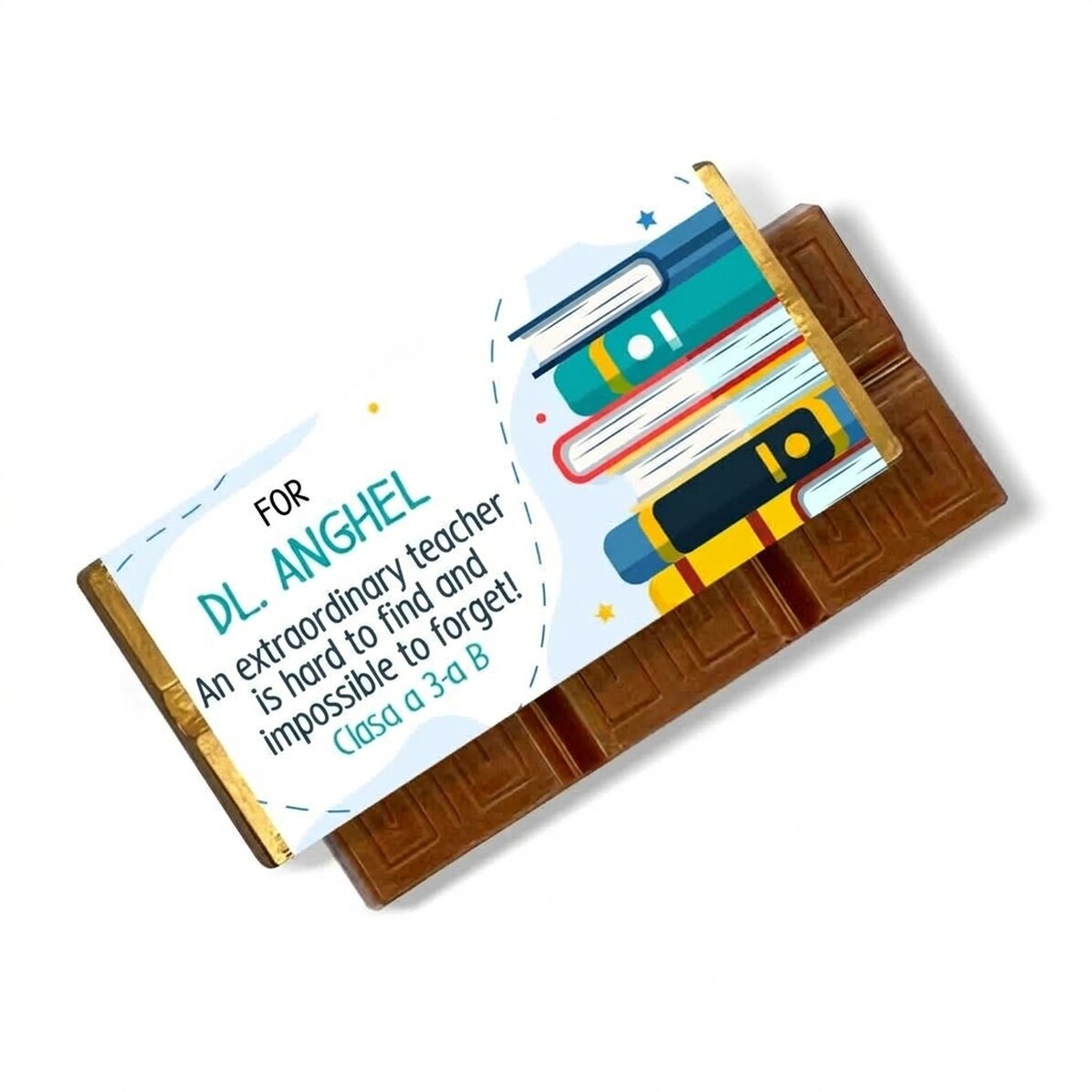 Mini-tablette de chocolat personnalisée avec un message pour les enseignants