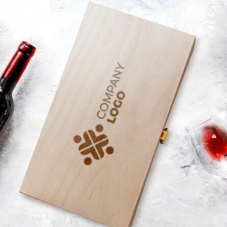 Coffret à vin personnalisé pour deux bouteilles de vin, avec logo