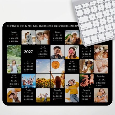 Tapis de souris XL personnalisé avec photos et message - Calendrier