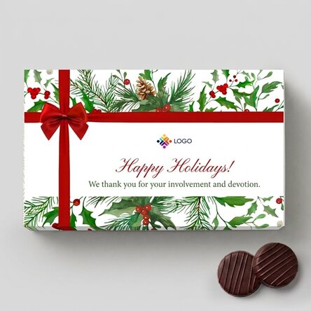 Boîte de bonbons à la crème personnalisée avec logo et message - modèle de Noël