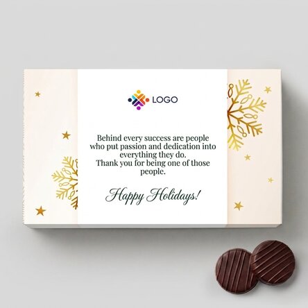 Boîte de bonbons à la crème personnalisée avec logo et message - Gold Christmas