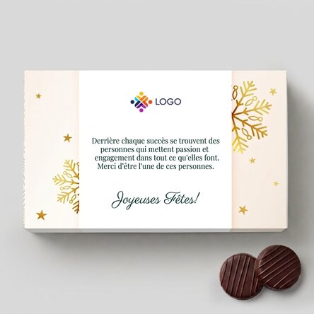Boîte de bonbons à la crème personnalisée avec logo et message - Gold Christmas