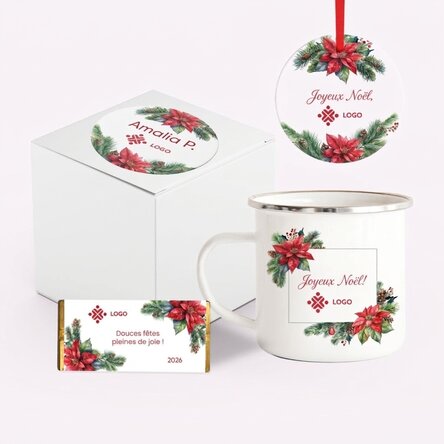 Coffret cadeau de Noël personnalisé avec logo et message - Noël