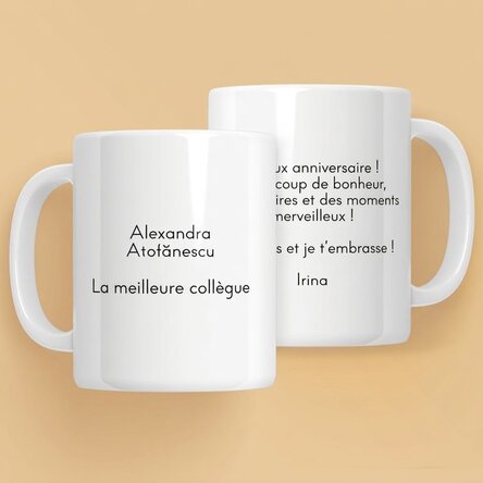 Tasse personnalisée avec un texte au recto et au verso