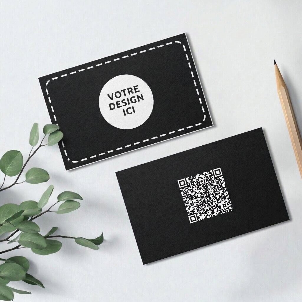 Cartes de visite en papier personnalisées recto-verso avec code QR et votre graphisme