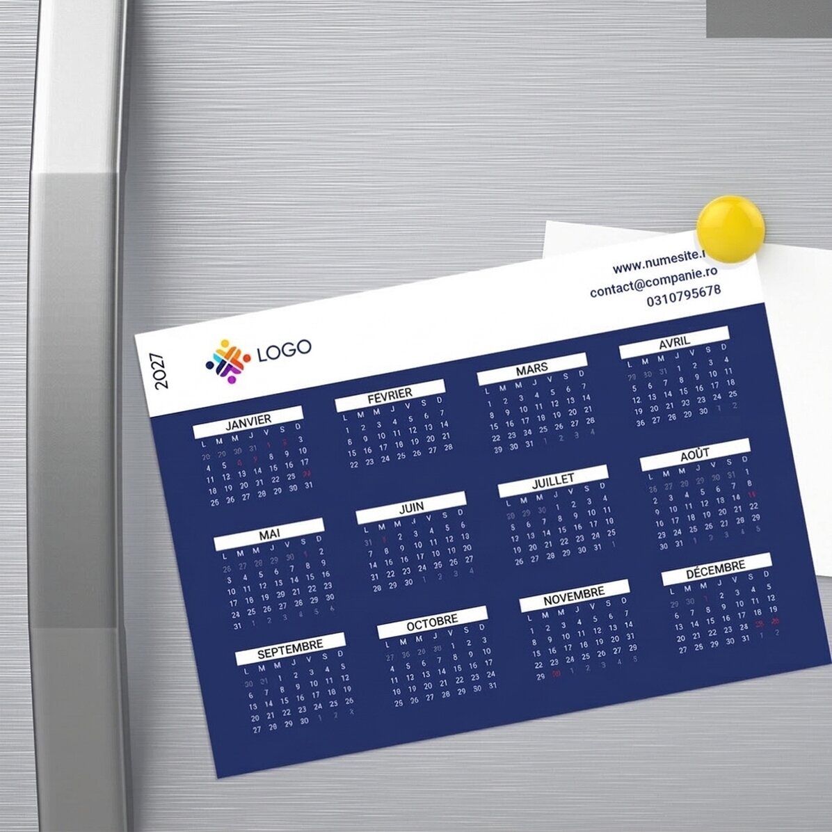 Calendrier magnétique personnalisé avec message et logo