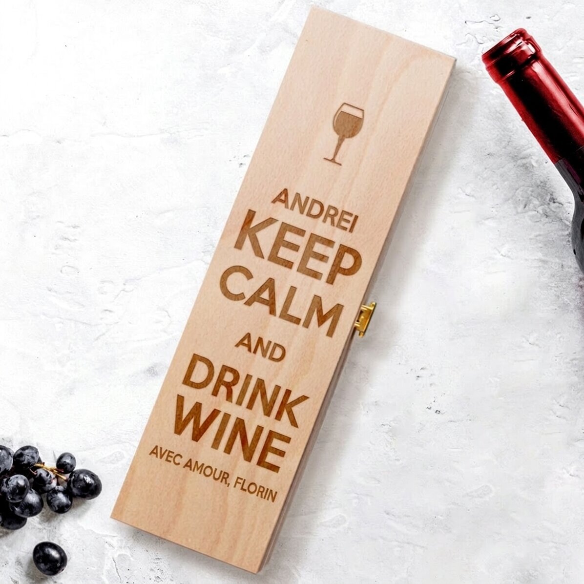 Caisse de vin personnalisée - Keep calm