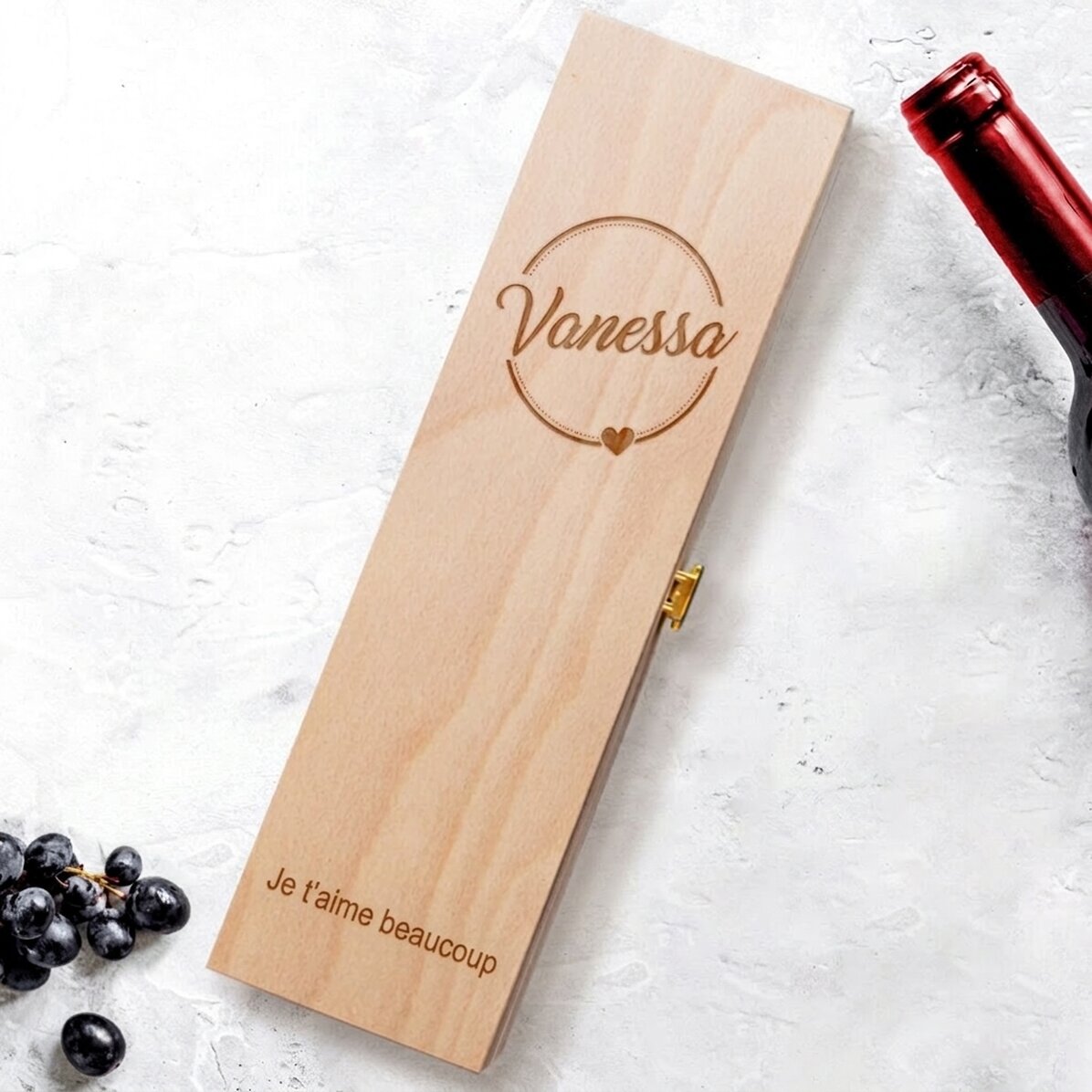 Coffret de vin personnalisé avec un nom et un texte