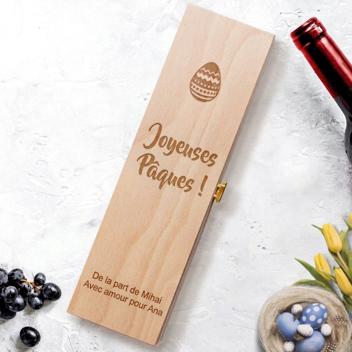 Coffret de vin personnalisé - Joyeuses Pâques