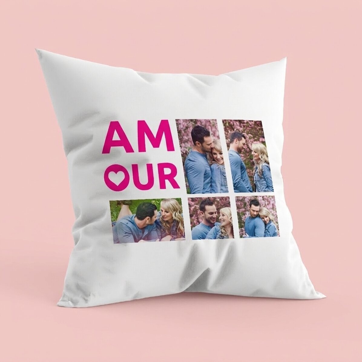 Coussin personnalisé avec 5 photos - modèle « love »