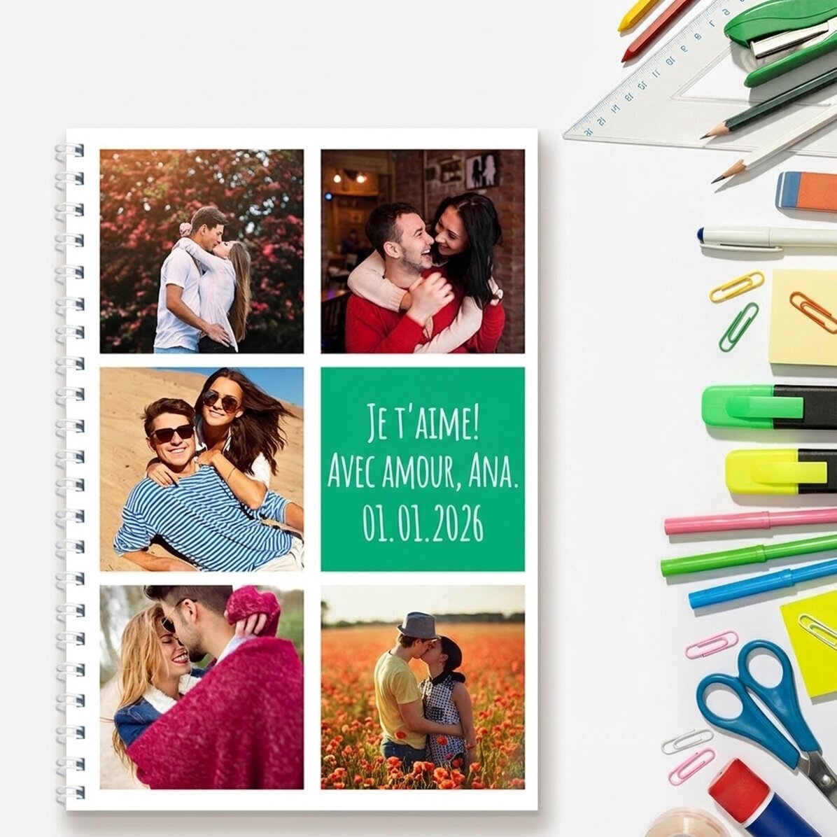 Carnet personnalisé avec 5 photos et un texte