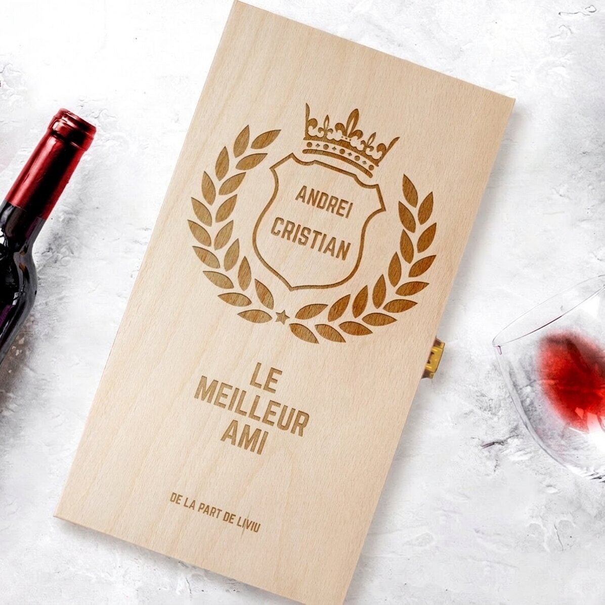 Coffret à vin personnalisé pour deux bouteilles - The Best