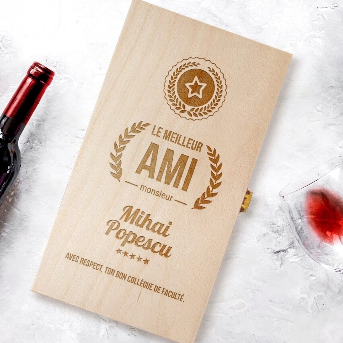 Coffret à vin personnalisé pour deux bouteilles - Le plus