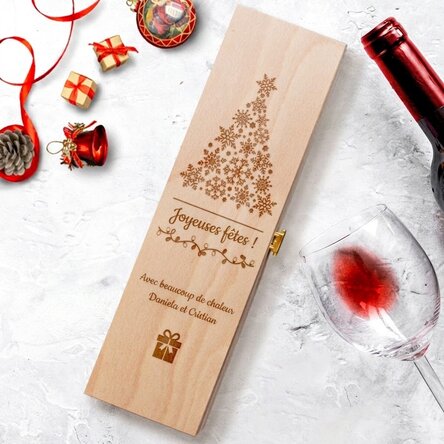 Caisse de vin personnalisée - Joyeuses fêtes