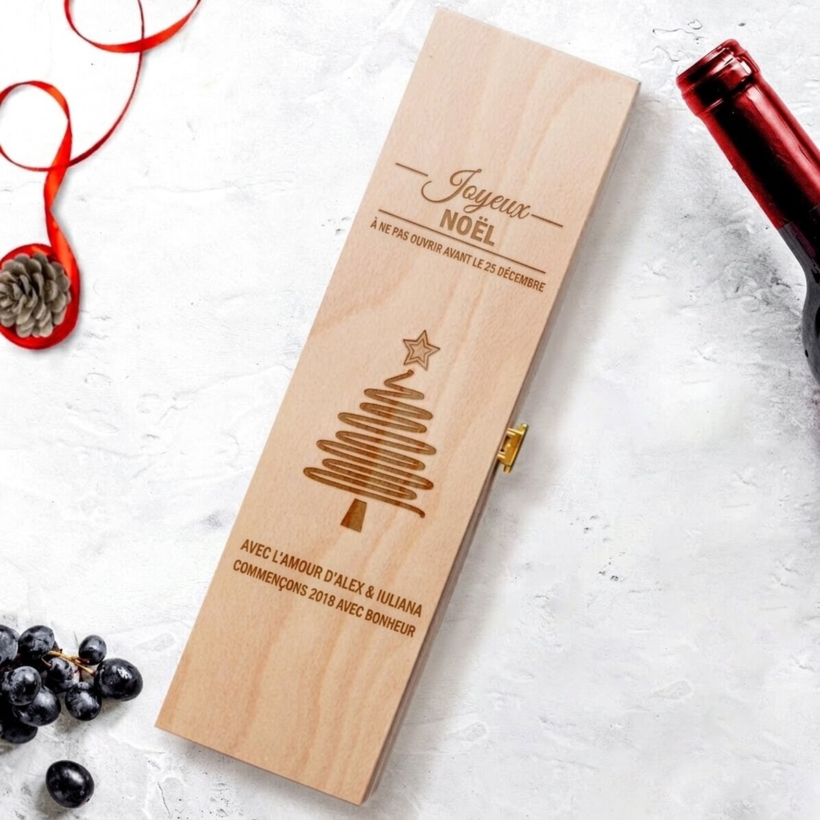 Coffret de vin personnalisé - Star Christmas Tree