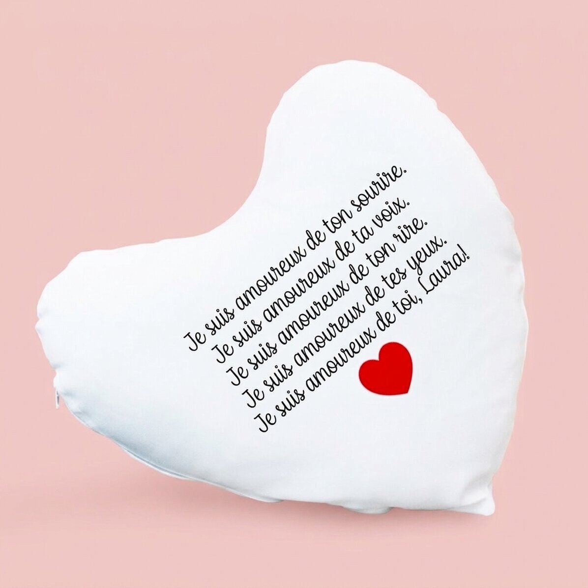 Coussin personnalisé en forme de cœur - « I